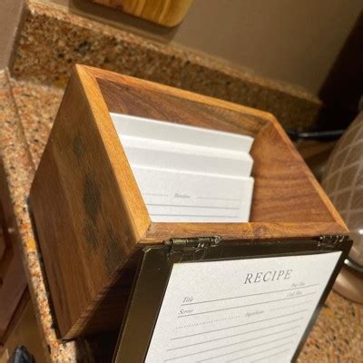 Wood Recipe Box with Metal Lid 